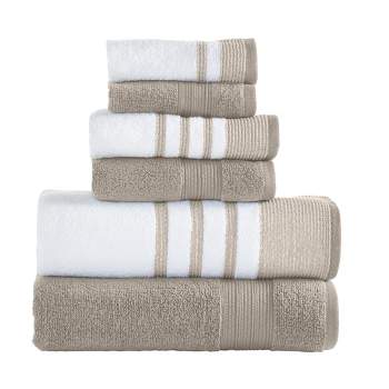 Modern Threads Pax 6 Piece Jacquard 100% Cotton Bath Towel Set, Khaki ...