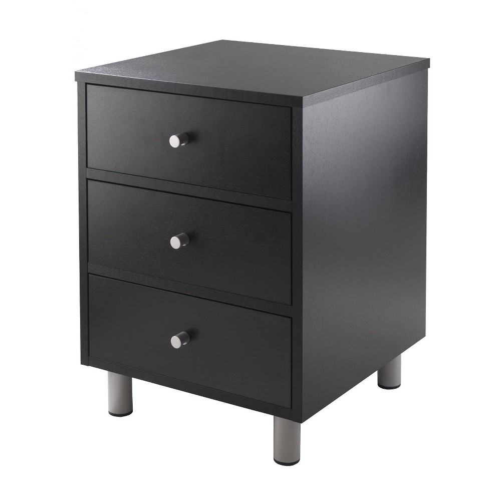 Photos - Storage Сabinet Daniel Nightstand with 3 Drawers Black - Winsome