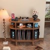 MOEPISY Large Round Record Player Stand with Charging Station & USB Ports Brown - 4 of 4