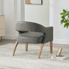 Lyngins 25.79" Wide Modern Barrel Chair, Open Back Upholstered Accent Chair with Weathered Solid Wood Legs, PU Fabric Dining Chair for Dining Room - 4 of 4