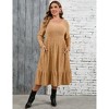 BLUEMING Womens Plus Size Ribbed Knit Sweater Dress Long Sleeve Square Neck Flowy Comfy Casual Dress - 3 of 4