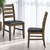 Wooden Dining Chairs Set of 2, Side Chairs, Brown Synthetic Leather Seat, Walnut Finish, Contemporary Style - 2 of 4