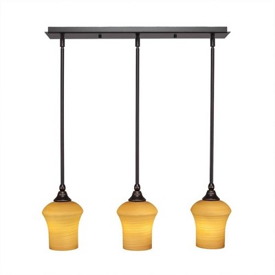 Toltec Lighting Any 3 - Light Chandelier in  Dark Granite with 5.5" Zilo Cayenne Linen  Shade