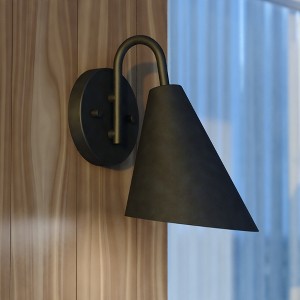 VAXCEL Hanson Steel 1 Light LED Compatible Matte Black and White Contemporary Dark Sky Indoor Outdoor Wall Sconce - 1 of 4