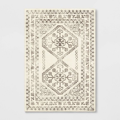 7'x10' Kensington Washable Persian Style Cream Rug Cream - Threshold™: Traditional Medium Pile, Skid-Resistant