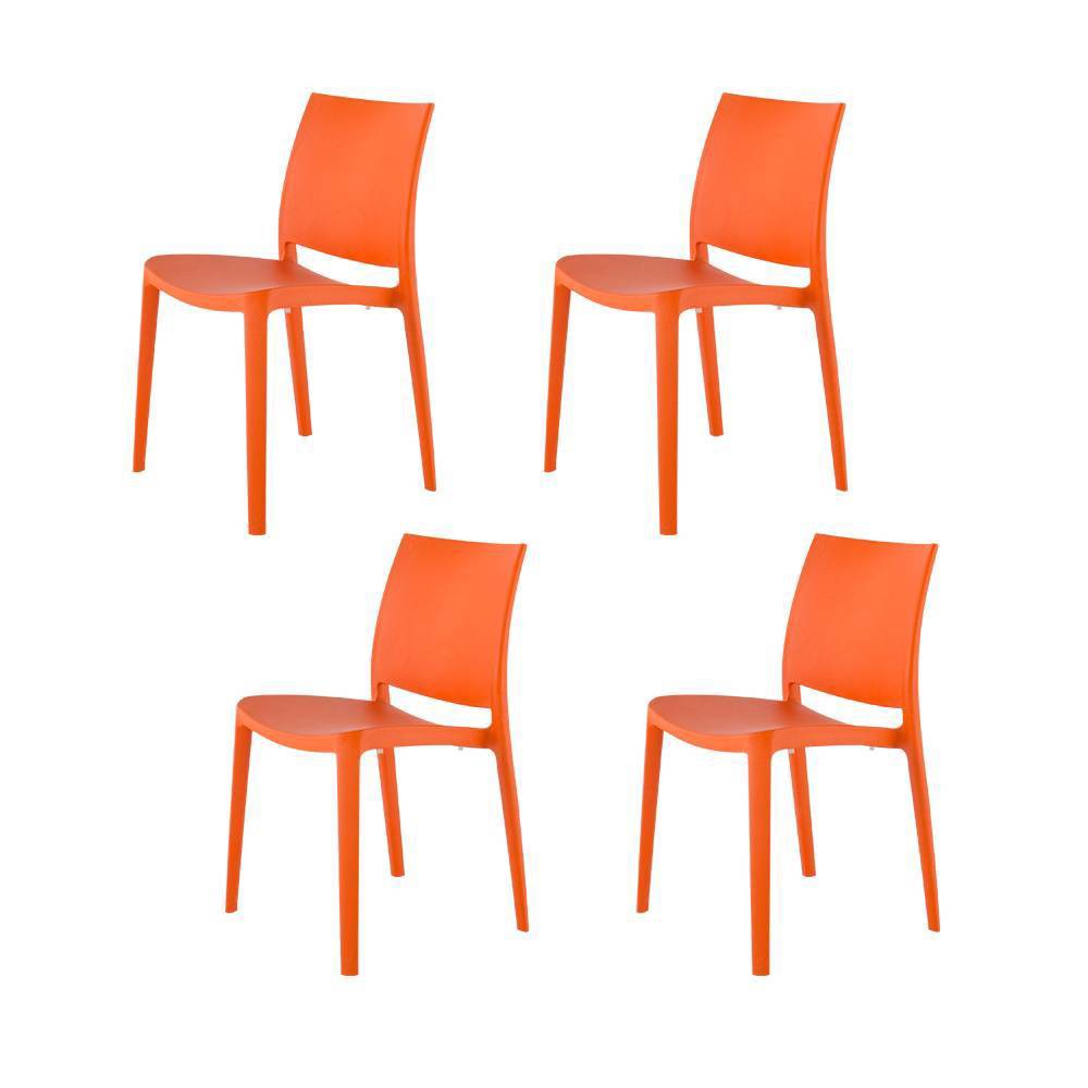4pc Sensilla Stackable Dining Chairs – Orange – Lagoon  – For the Patio​