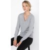 JENNIE LIU Women's 100% Pure Cashmere Long Sleeve Pullover V Neck Sweater - 3 of 3