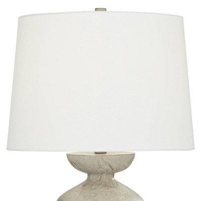 Claire 30" White and Grey Modern Table Lamp with Fabric Shade