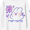 Lovely MongMong Bunny & Heart Sketch Art Crew Neck Long Sleeve White Adult Sweatshirt - 2 of 4