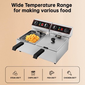 Deep Fryer, 20.7QT Electric Countertop Fryer with 2 Baskets & Lids - 6000W Dual Tank for Restaurant Kitchen - 1 of 4