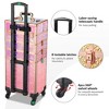 Byootique Rolling Makeup Train Case 4in1 Cosmetic Organizer Travel Case with Detachable Removable Wheels for Makeup Artist Trave Nail, Mermaid Pink - 3 of 4