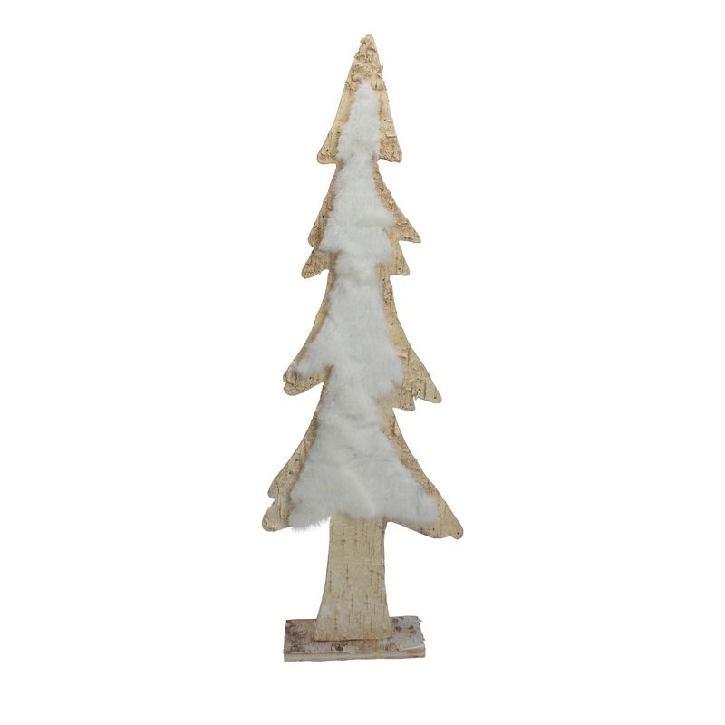 Northlight 14.5" Brown and White Wooden Tree Christmas Tabletop Decor, 1 of 8