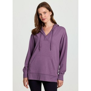 RBX Active Women's Ultra Lightweight French Terry V-Neck Hoodie Tunic Sweatshirt with Pocket - 1 of 4