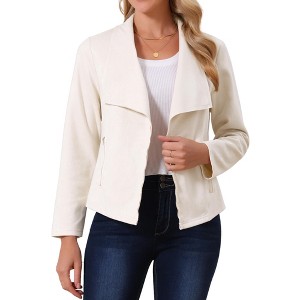 INSPIRE CHIC Women's Faux Suede Fall Winter Long Sleeve Open Front Cropped Jackets - 1 of 4