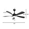 SKRAN 52"Ceiling Fans with Lights and Remote Control, Flush Mount, 5 Blades, Quiet Reversible DC Motor for Living Room, Bedroom, Patios,Black - 3 of 4