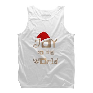 Men's Design By Humans Christmas Design - Joy to the World in Gold Design and Red By SimplyDesign Tank Top - 1 of 3