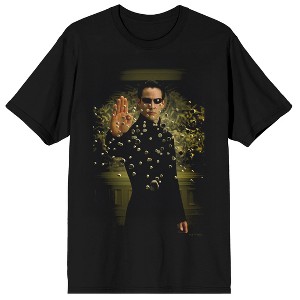 The Matrix Neo Floats Bullets Adult Black Crew Neck Short Sleeve Tee - 1 of 3