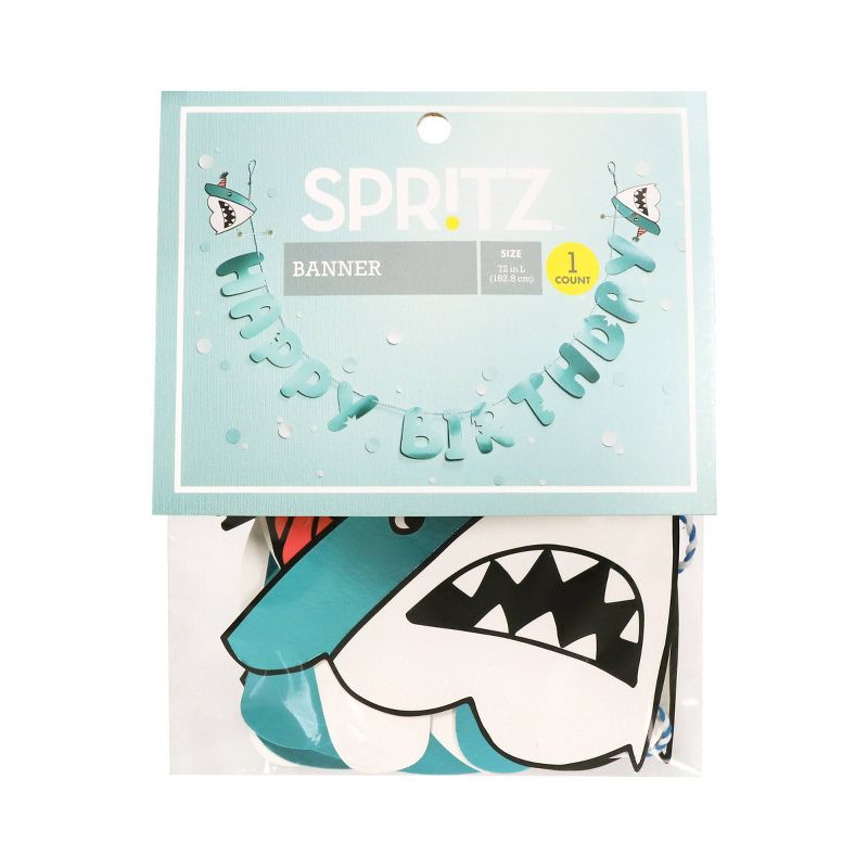 &#34;Happy Birthday&#34; Shark Banner Teal - Spritz&#8482;, 2 of 5