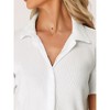 cheibear Women's Pleated Short Sleeve Button Down Outfits Set Casual Loungewear - 4 of 4