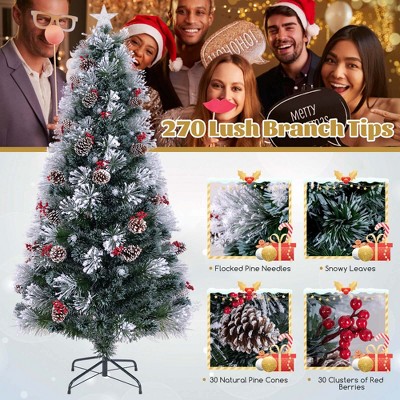 7 ft Green and White PVC Christmas Tree with LED Lights