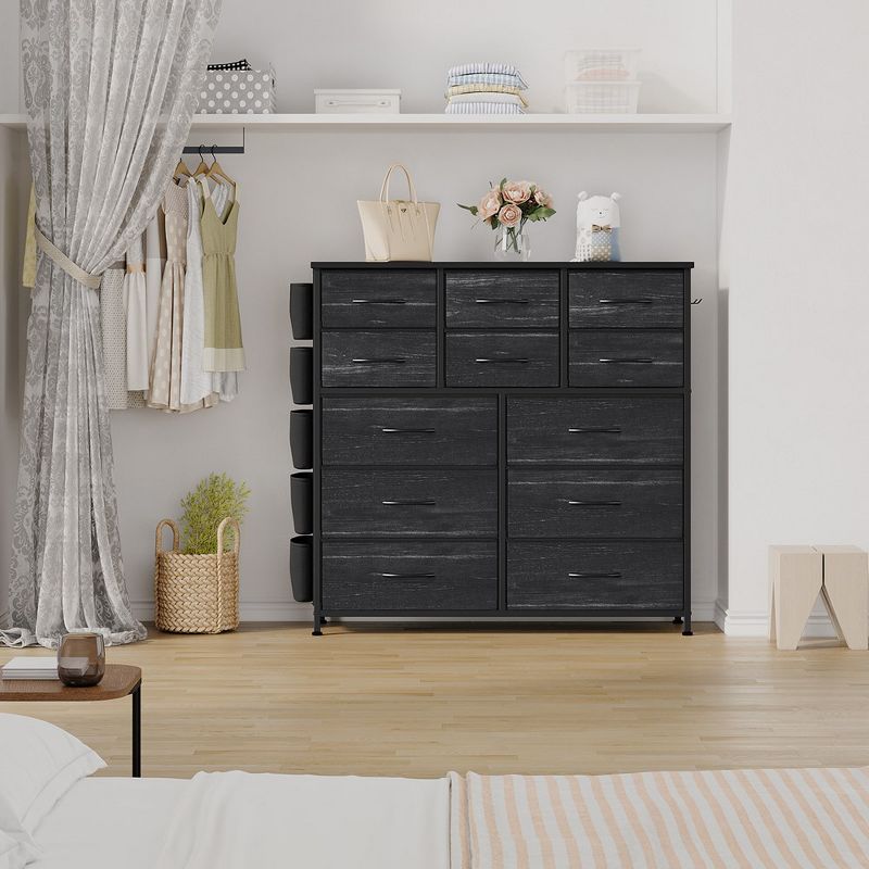 Trinity 12 Drawer Dresser for Bedroom,Tall Fabric Dresser with Side Pockets and Hooks, 2 of 5