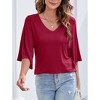 MISSKY Women's 3/4 Bell Sleeve V Neck Loose Fit Tunic Tops - 4 of 4