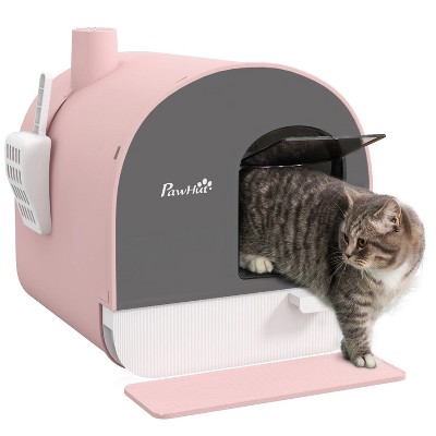 LunaLulinlk Pink Cat Litter Box with Lid with Scoop and Filter