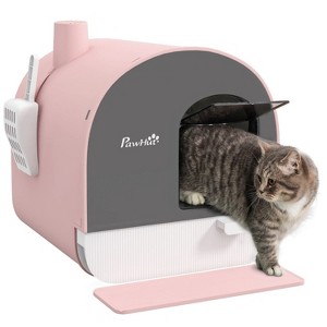 LunaLulinlk Pink Cat Litter Box with Lid with Scoop and Filter - 1 of 4