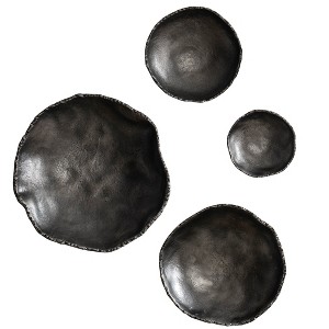 Uttermost Lucky Coins Nickel Wall Decor Set/4 – Textured Metal Bowls, Organic Edges, 11x11 Inches - 1 of 4