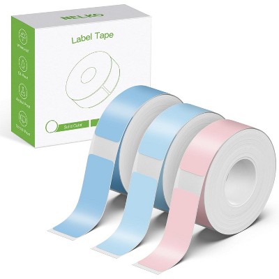 NELKO Genuine P21 Label Maker Tape, 14x40mm (0.55"x1.57"),Multipurpose of P21, 180 Tapes/Roll, 3-Roll, Light Blue/Sky Blue/Pink