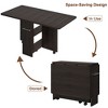 Folding Dining Table for Kitchen, Space Saving Dining Table with Storage Shelf, Expandable Kitchen Drop Leaf Table for Small Space - 2 of 4