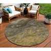 Brown Taupe And Chocolate Abstract Washable Indoor Outdoor Area Rug - 2 of 4