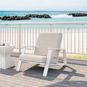 Lyngins Classic Adirondack Outdoor Club Chair with Beige Cushion & Acacia Wood Frame, Patio Lounge Chair/Outdoor Accent Chair for Backyard - 1 of 4