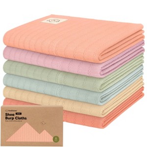 6pk Shea Baby Burp Cloths, Organic Cotton Burping Cloths for Babies, Boys, Girls, Soft & Absorbent Spit Up Rag - 1 of 4