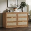 6/7 Drawer Dresser for Bedroom, Rattan Dresser Modern Wood Chest with Metal Handles, Storage Organizer or TV Stand for Living Room & Hallway - 2 of 4