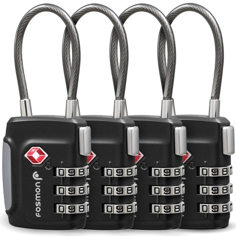 Fosmon Tsa Accepted Luggage Lock With 3-digit Combination And Open Alert  Indicator - Black : Target