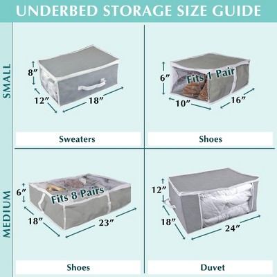 Gray Plastic Collapsible Under Bed Storage Cube Set