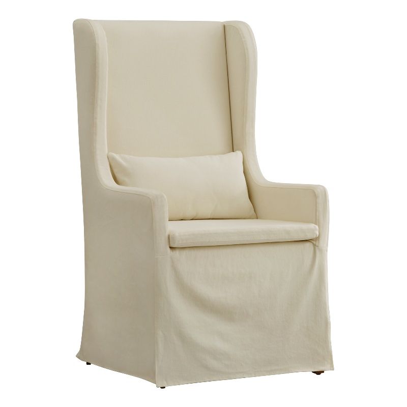 iNSPIRE Q Slipcovered Wood Wingback Parson Chair in Cream, 1 of 5