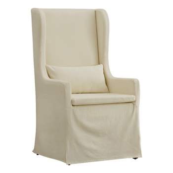 iNSPIRE Q Slipcovered Wood Wingback Parson Chair in Cream