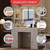 Makeup Vanity Desk with Mirror, LED Lights Dressing Table with Power Outlet Charging Stationand Storage Cabinet - 4 of 4