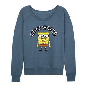 Women's - SpongeBob SquarePants - Stay Weird Lightweight French Terry Wide Neck Long Sleeve Shirt - 1 of 4