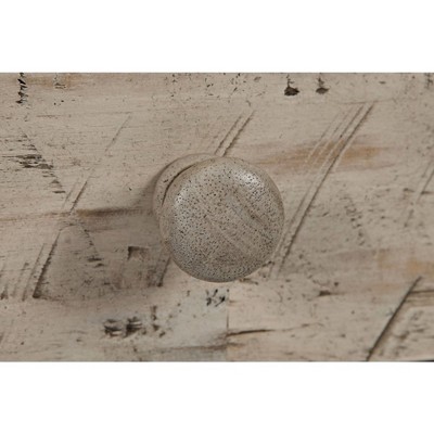 Rustic Shores Cream Acacia USB Charging End Table with Storage