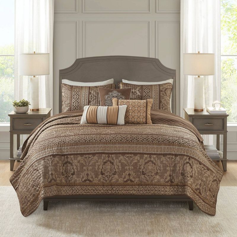 6pc Mirage Reversible Quilted Coverlet Set Brown/Gold - Madison Park, 5 of 12