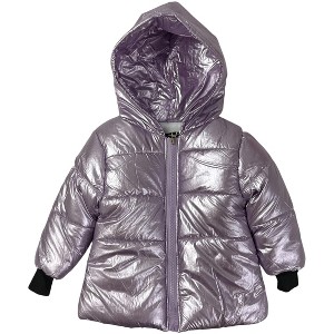 Yoki Toddler Girls' Fleece Lined Hooded Puffer Coats - 1 of 3