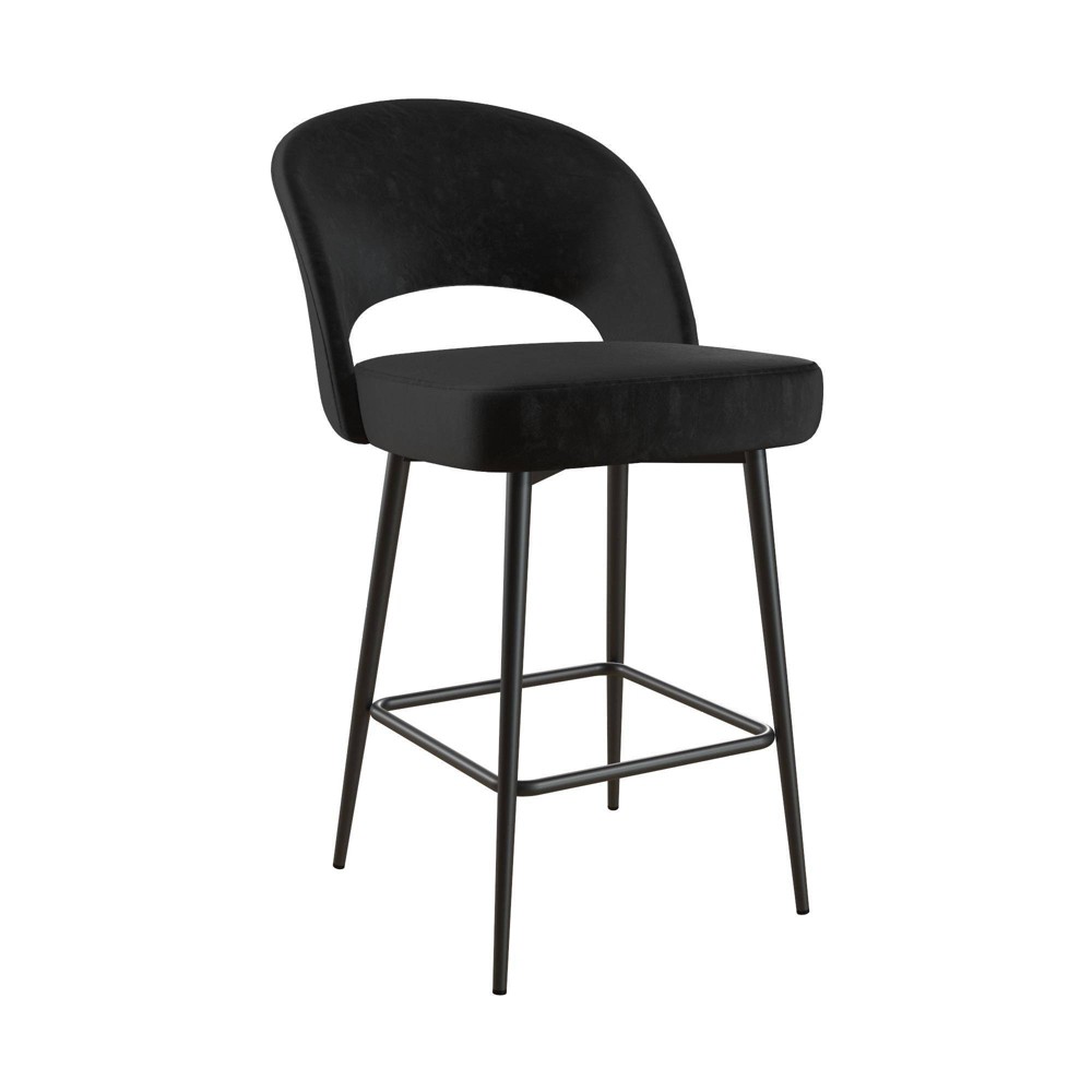 Alexi Upholstered Counter Stool Black Velvet - Cosmoliving By Cosmopolitan