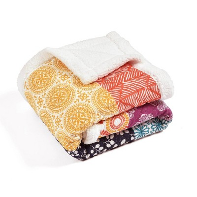 50"x60" Bohemian Striped Faux Shearling Throw Blanket - Lush Décor
