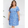 Coolmee Womens Plus Size Summer Midi Dresses Casual Ruffle Sleeve Tiered Swing Sundress with Pockets - 3 of 4