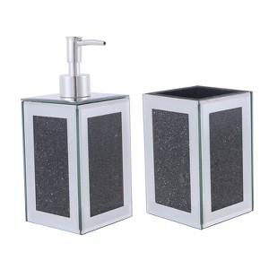 JANSNO Exquisite 2 Piece Square Soap Dispenser and Toothbrush Holder - 1 of 4