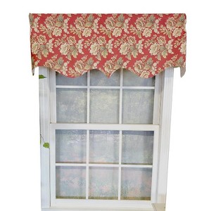 RLF Home Linda Regal 3" Rod Pocket Lining Luxurious and Elegant Window Treatment Valance 50" x 17" Red - 1 of 4