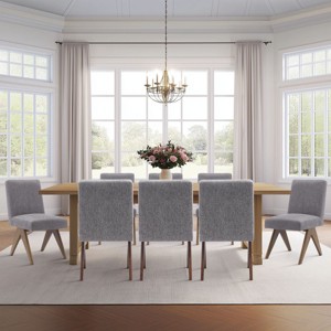 Set of 8 Upholstered Dining Chairs, Modern Armless Side Chairs with Solid Wood Legs, Comfortable Padded Seat for Kitchen & Dining Room-Maison Boucle - 1 of 4